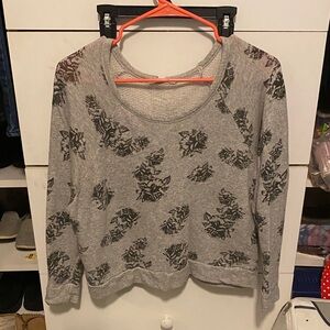 Forever 21 Gray Floral Sweatshirt